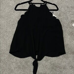 Francesca's Black Scalloped Halter Blouse